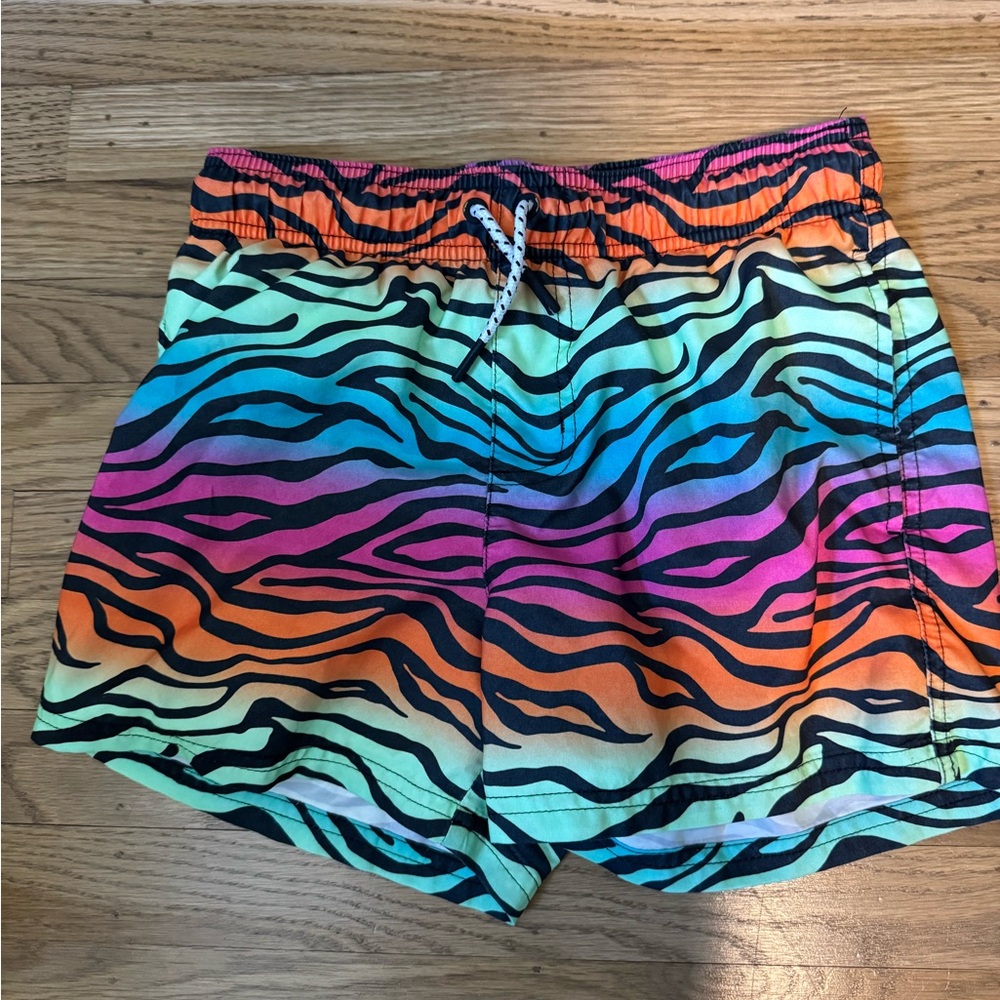 Colorful Zebra Print Swim Shorts boys L (10/12) - Picture 1 of 6